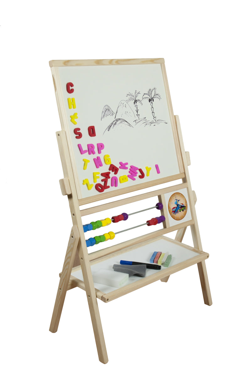 Cargue la imagen en el visor de la galería, Quadro Rotativo Magnético em Madeira Natural com Duplo Contador e Relógios Didáticos
