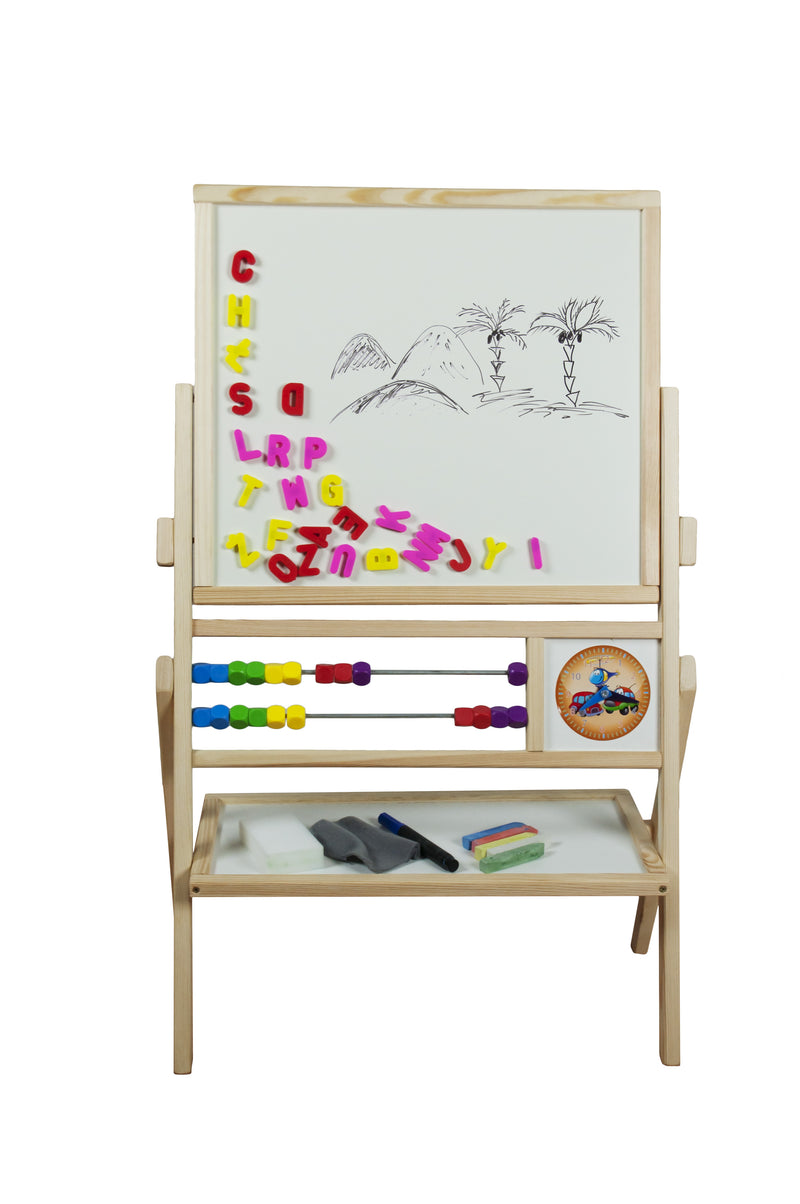 Cargue la imagen en el visor de la galería, Quadro Rotativo Magnético em Madeira Natural com Duplo Contador e Relógios Didáticos
