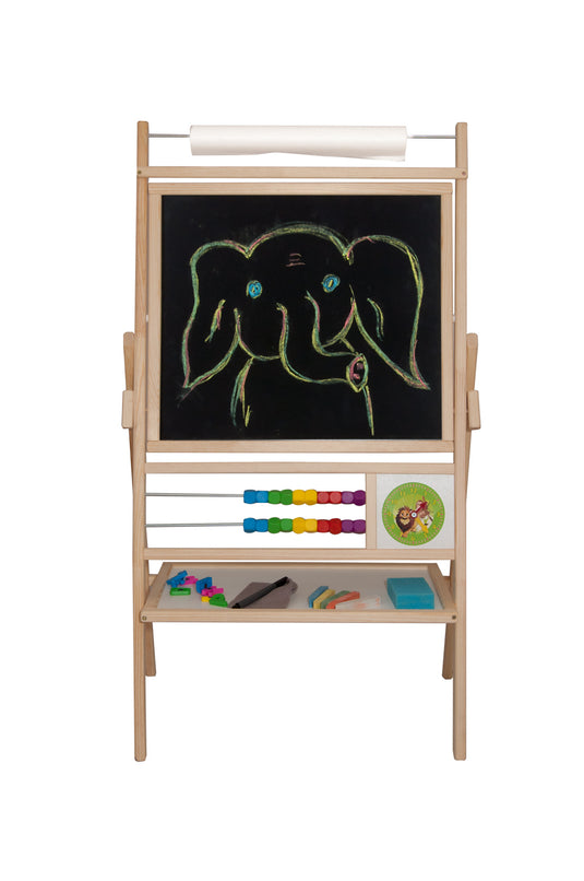 Quadro Rotativo Magnético em Madeira Natural com Rolo de Papel e Relógio