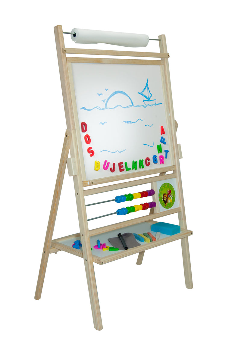 Load image into Gallery viewer, Quadro Rotativo Magnético em Madeira Natural com Rolo de Papel e Relógio
