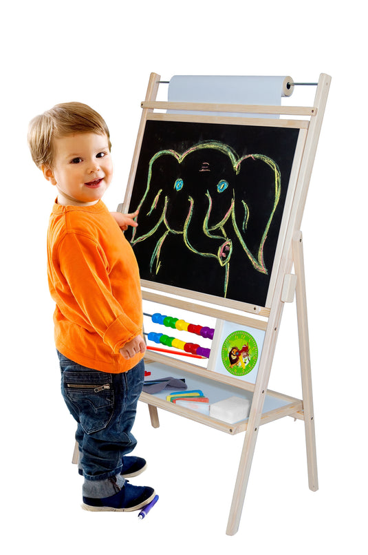 Quadro Rotativo Magnético em Madeira Natural com Rolo de Papel e Relógio