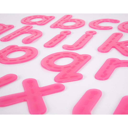 Alfabeto translúcido de silicona rosa
