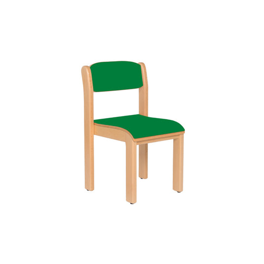 cadeira escolar em madeira verde escuro