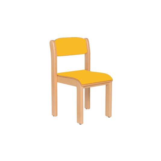 cadeira escolar em madeira amarela