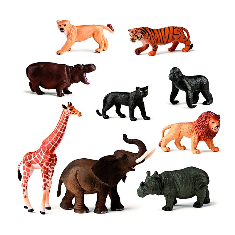Cargue la imagen en el visor de la galería, Conjunto de 9 figuras de animais da selva
