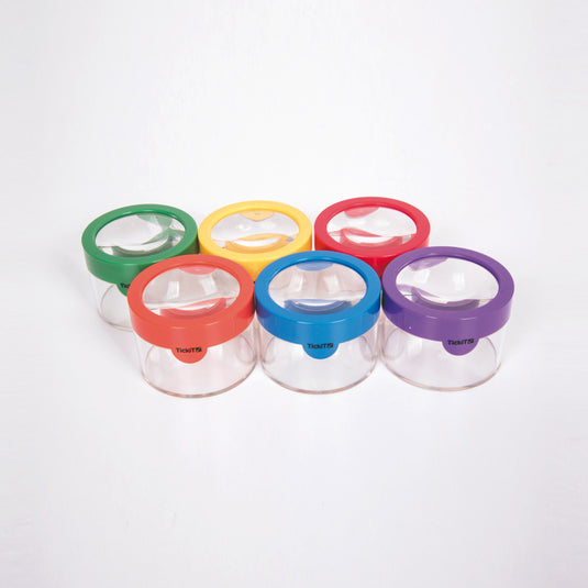 Conjunto de 6 copos de observação coloridos com lupa