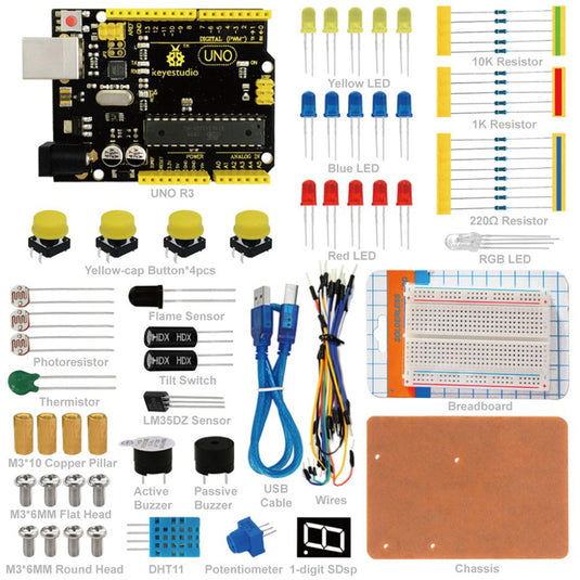 Kit básico Arduino com placa Uno R3 Keyestudio