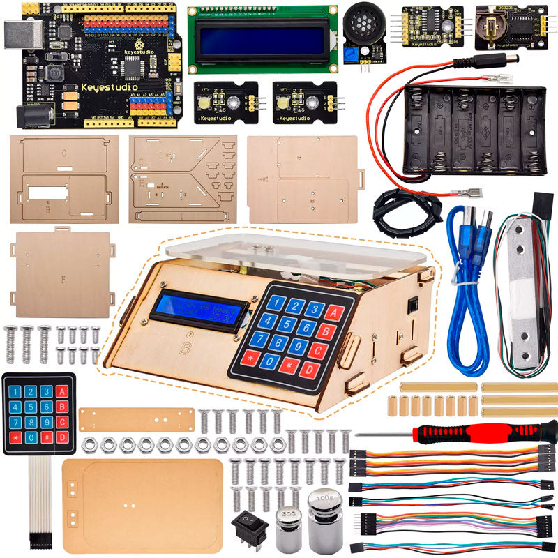Cargue la imagen en el visor de la galería, Kit DIY Balanza Electronica 5KG HX711 Arduino Keyestudio
