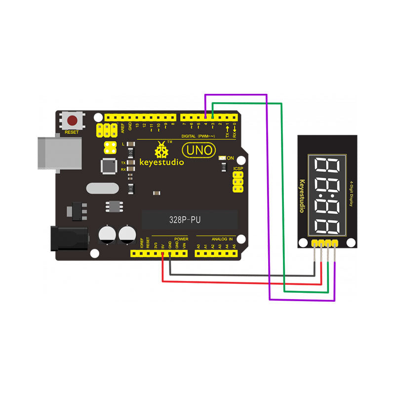 Cargue la imagen en el visor de la galería, Módulo de pantalla LED de 4 dígitos TM1637 para Arduino Keyestudio
